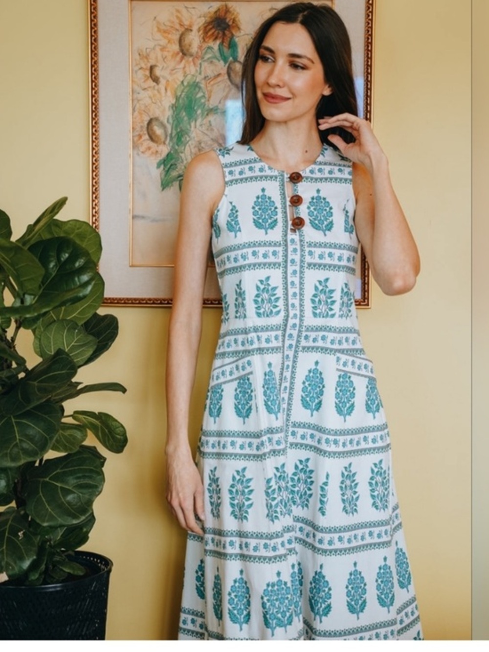Patty Kim Blue Inca cotton midi dress size L